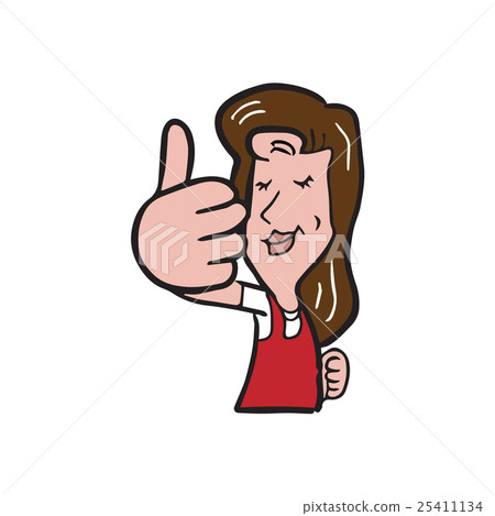 插图素材: senior female thumb up cartoon