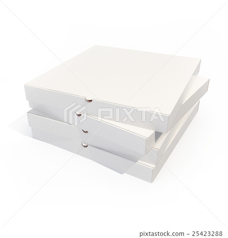 插图素材: pizza boxes stack isolated on white. 3d rendering