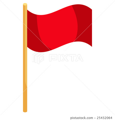 插图素材 red soccer corner flag icon cartoon style