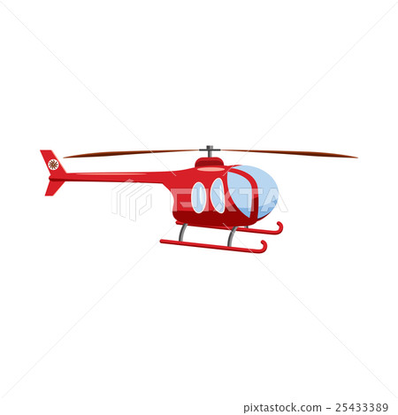 插图素材: red helicopter icon, cartoon style