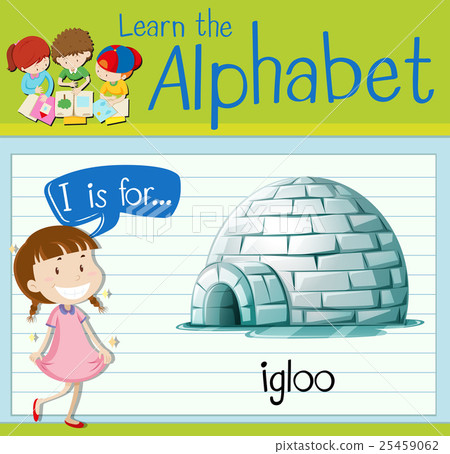 图库插图: flashcard letter i is for igloo