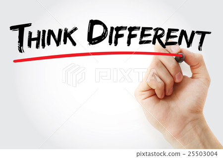 think different,think different广告 图库照片: hand writing think different with marker