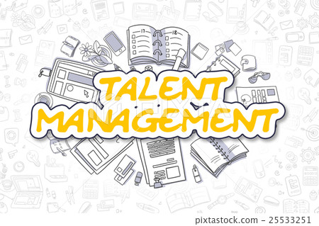 插图素材: talent management - cartoon yellow text. business