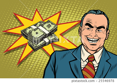 插图素材: boss businessman laughs, have a lot of money