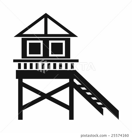 stilt,playgoer 插图素材: wooden stilt house icon, simple style