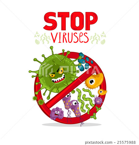 插图素材: cartoon viruses characters isolated vector