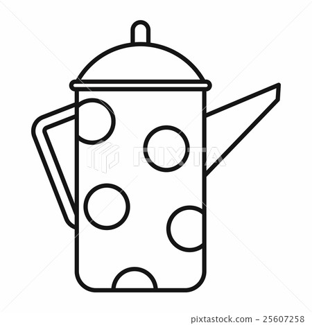 插图素材: retro coffee kettle icon, outline style