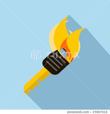 插图素材: burning torch icon in flat style