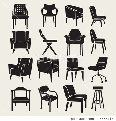 插图素材: silhouette of chairs interior furniture icon