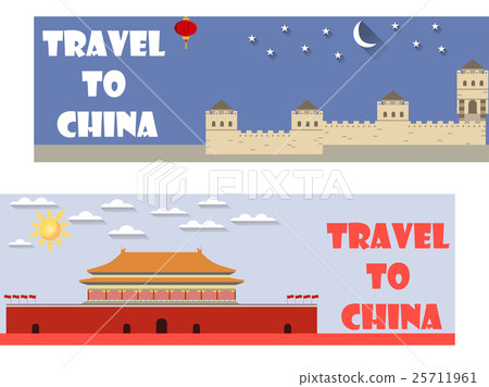 welcometoChina,welcometoChina 插图素材: welcome to china. banner in a flat style. tourism.