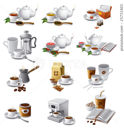 插图素材: coffee and tea drinks