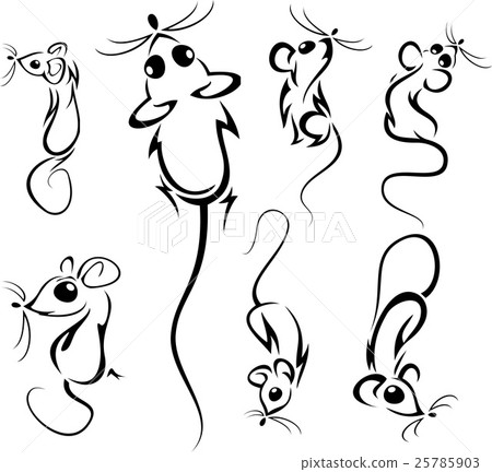 插图素材: set of outline cartoon mice 查看全部