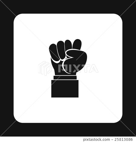 插图素材: raised up clenched male fist icon, simple style