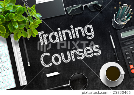 插图素材: training courses on black chalkboard. 3d rendering