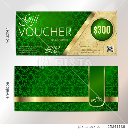 插图素材: vector illustration,gift voucher template with