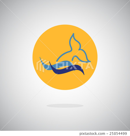 插图素材: dolphin, whale fin and water splash icon