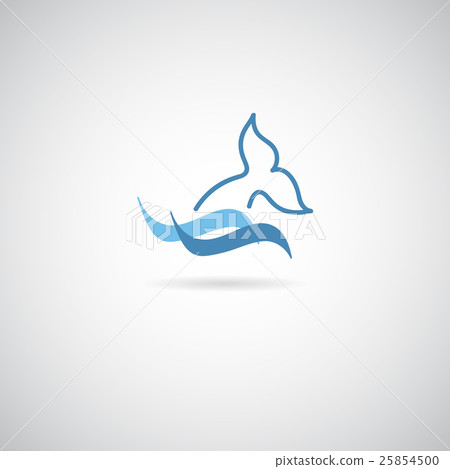 插图素材: dolphin, whale fin and water splash icon, logo.