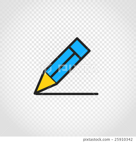 插图素材: blue pencil vector icon on transparent background