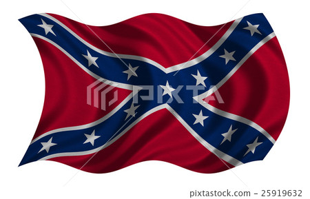 插图素材: confederate rebel flag waving on white, textured