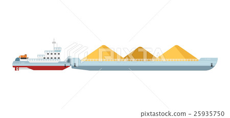 图库插图: tug boat with cargo barge isolated