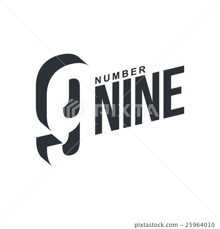 图库插图: black and white number nine diagonal logo template