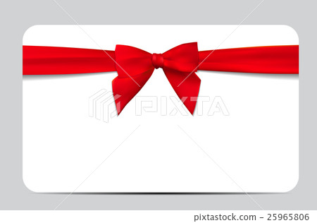 插图素材: gift card with red ribbon and bow. vector