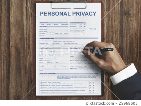 图库照片: personal privacy form contract concept