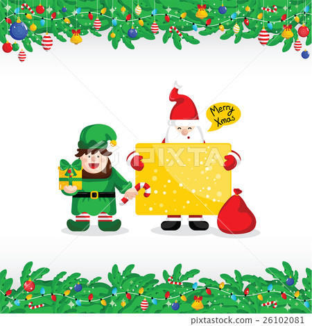 插图素材: merry christmas greeting card with santa claus