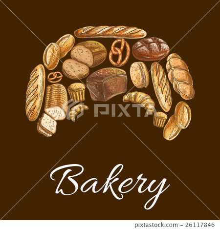 插图素材: bakery shop croissant symbol of bread icons