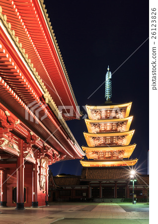 图库照片: sensoji-ji red japanese temple in asakusa