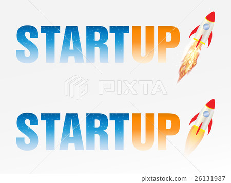 插图素材 startup logo with rocket