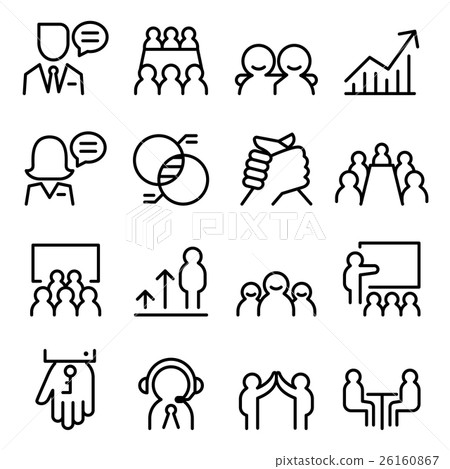 插图素材: business consulting icon set in thin line style
