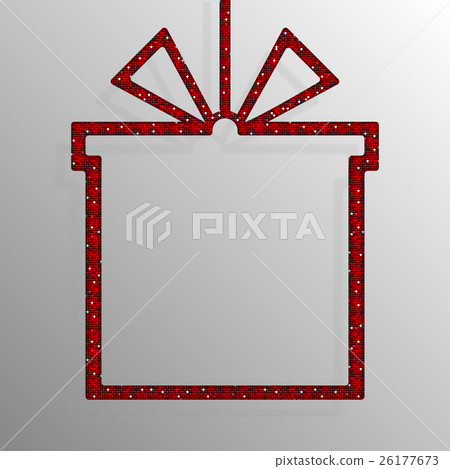插图素材: frame red sequins gift box. gift. surprise.