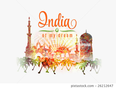 插图素材: india of my dream. illustration of india in