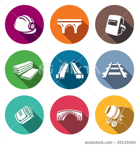 插图素材: bridge construction icon set. vector illustration.