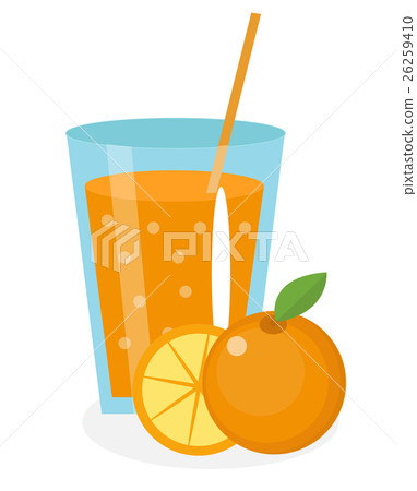 插图素材: orange juice, orangeade, in a glass. fresh