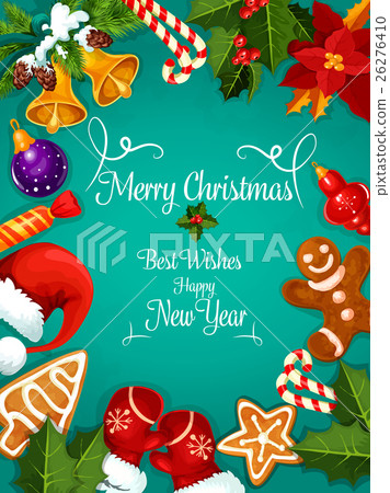 插图素材: merry christmas, new year best wishes, greeting