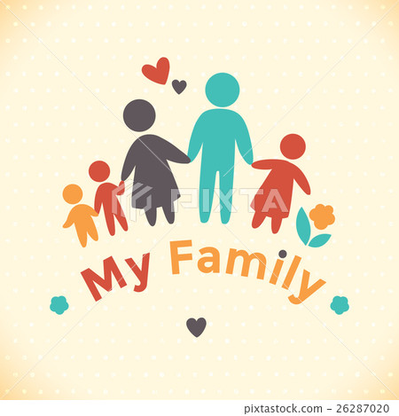 插图素材: happy family icon multicolored in simple figures