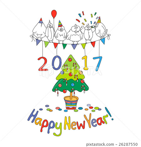 生日 生日卡/卡片 happy new year greeting card with cartoon funny