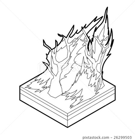 插图素材: forest fire icon, outline style