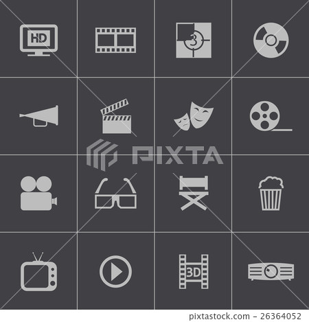 插图素材: vector black cinema icon set