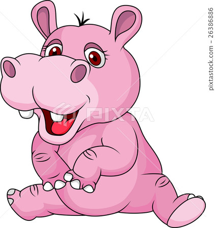 插图素材: cartoon hippo sitting