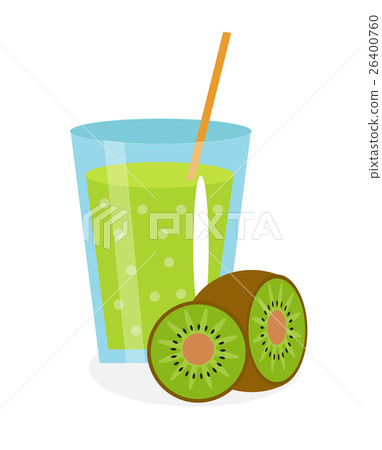 插图素材: kiwi juice in a glass. fresh isolated on white