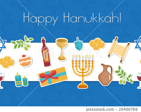 插图素材: happy hanukkah seamless poster. greeting card