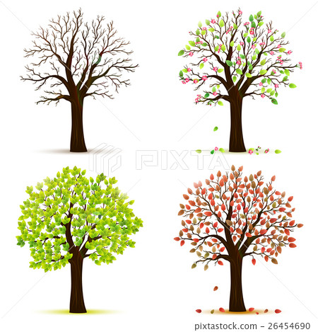 插图素材: four seasons trees vector