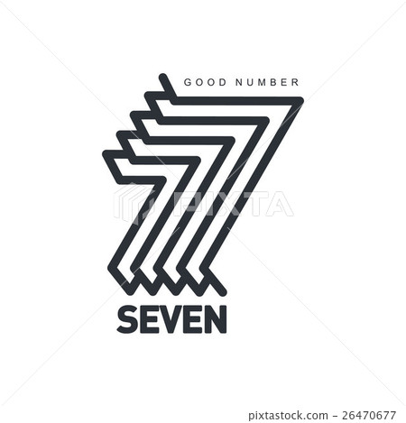 插图素材: black and white number seven logo formed by