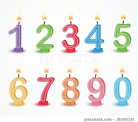 图库插图: colorful birthday candle number