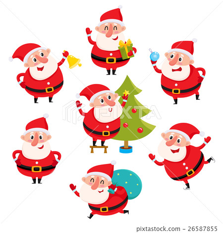图库插图: cute and funny santa claus with christmas