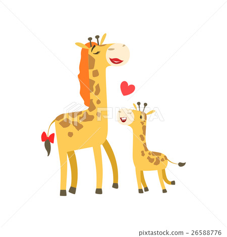 插图素材: giraffe mom with lipstick animal parent and its 查看