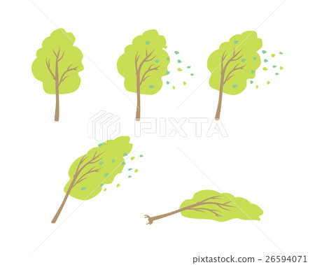 插图素材: strong wind topple tree vector in flat design 查看全部